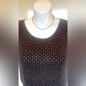 Citiknits TankTop PlusSize 2X BlackCopper Glitter Diamond Geometric/Stretchy NWT